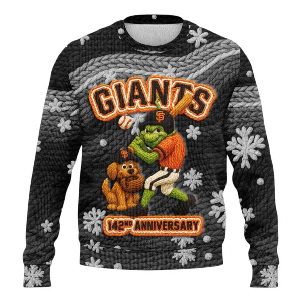 SF Giants 142nd Anniversary Grnch Ugly Christmas Sweater 2025
