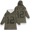 Saints Olavl 12 Olive Salute To Service Football Unisex Blanket Hoodie