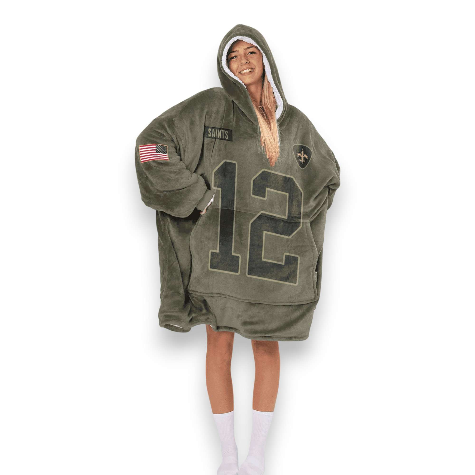 Saints Olavl 12 Olive Salute To Service Football Unisex Blanket Hoodie 3 Saints Olavl 12 Olive Salute To Service Football Unisex Blanket Hoodie