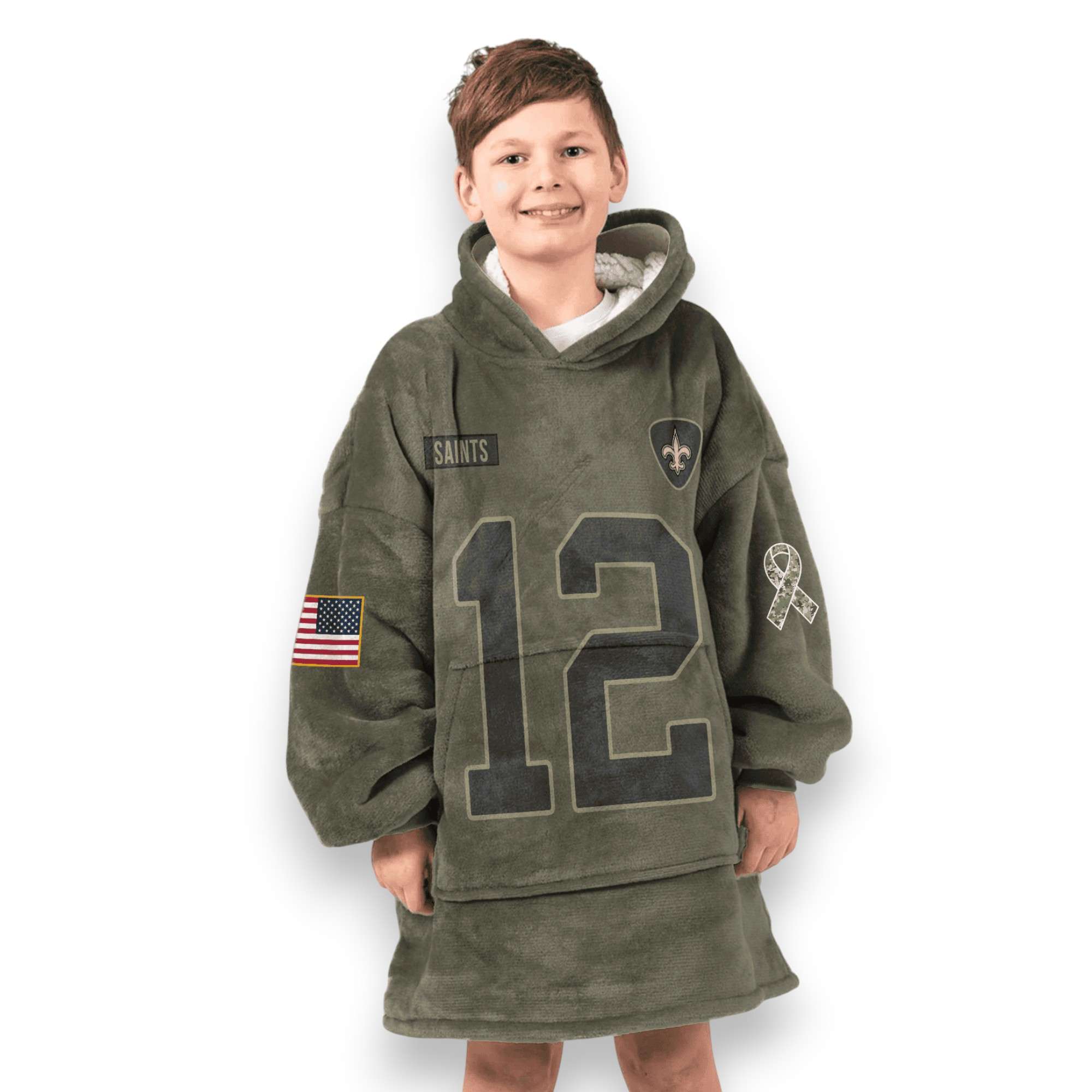 Saints Olavl 12 Olive Salute To Service Football Unisex Blanket Hoodie 5 Saints Olavl 12 Olive Salute To Service Football Unisex Blanket Hoodie