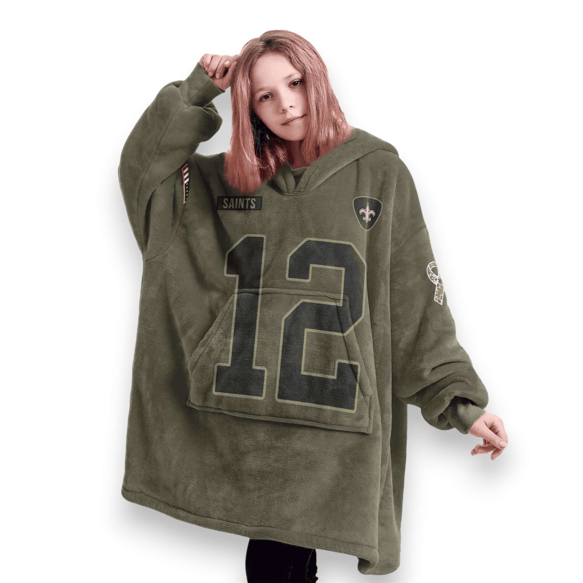 Saints Olavl 12 Olive Salute To Service Football Unisex Blanket Hoodie 6 Saints Olavl 12 Olive Salute To Service Football Unisex Blanket Hoodie