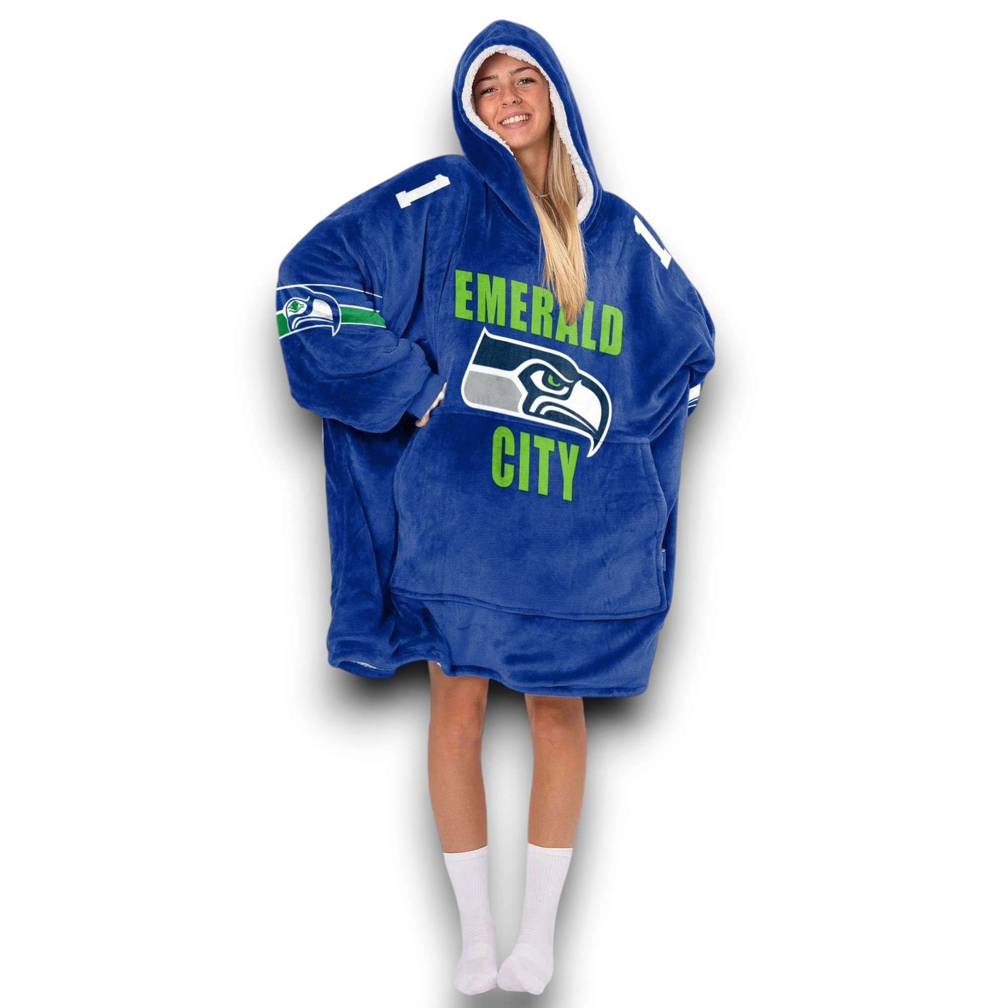 Seahawks Emerald City Smith Njigba 11 Football Unisex Blanket Hoodie 3 Seahawks Emerald City Smith Njigba 11 Football Unisex Blanket Hoodie