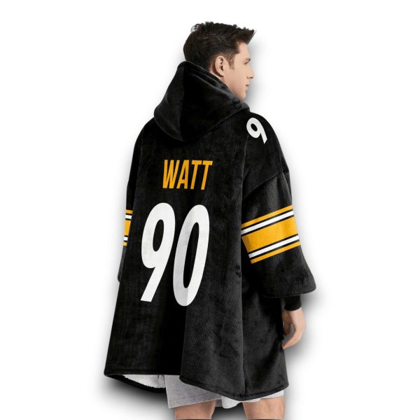 Steelers Steel Mode Watt 90 Football Unisex Blanket Hoodie