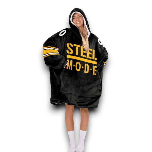 Steelers Steel Mode Watt 90 Football Unisex Blanket Hoodie