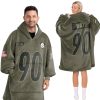 Steelers Watt 90 Olive Salute To Service Football Unisex Blanket Hoodie 5 Steelers Watt 90 Olive Salute To Service Football Unisex Blanket Hoodie