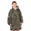 Texans Stroud 7 Olive Salute To Service Football Blanket Hoodie