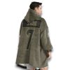Texans Stroud 7 Olive Salute To Service Football Blanket Hoodie