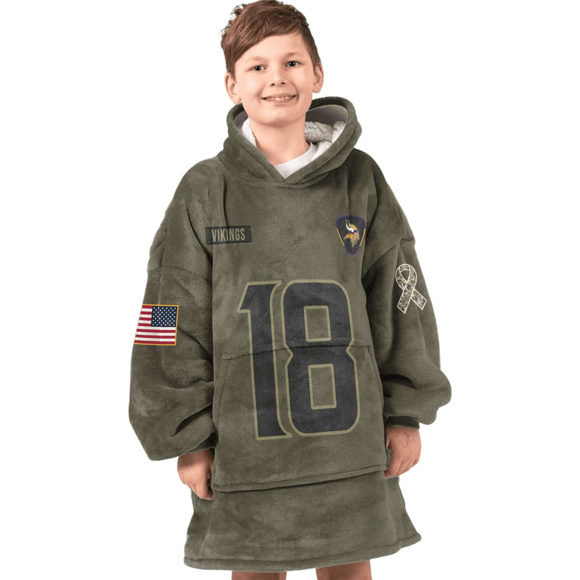 Viking Jefferson 18 Olive Salute To Service Football Unisex Blanket Hoodie 4 Viking Jefferson 18 Olive Salute To Service Football Unisex Blanket Hoodie