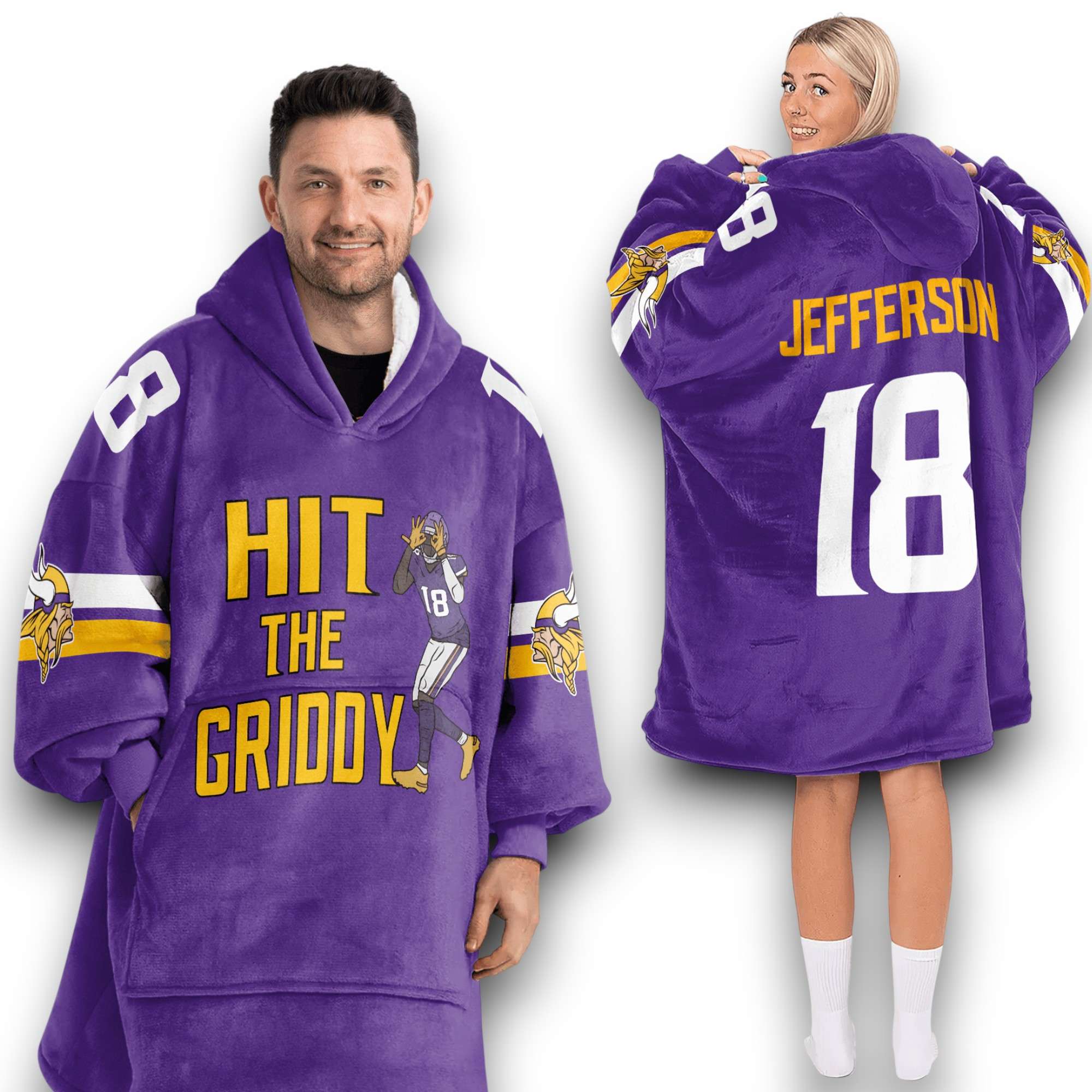 Vikings Hit The Griddy Jefferson 18 Football Unisex Blanket Hoodie Vikings Hit The Griddy Jefferson 18 Football Unisex Blanket Hoodie