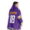 Vikings On Sundays We Wear Purple Jefferson 18 Football Unisex Blanket Hoodie