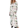 Watercolor Christmas Silky Satin Pajama Set For Women