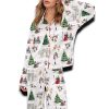Watercolor Christmas Silky Satin Pajama Set For Women