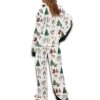 Watercolor Christmas Silky Satin Pajama Set For Women